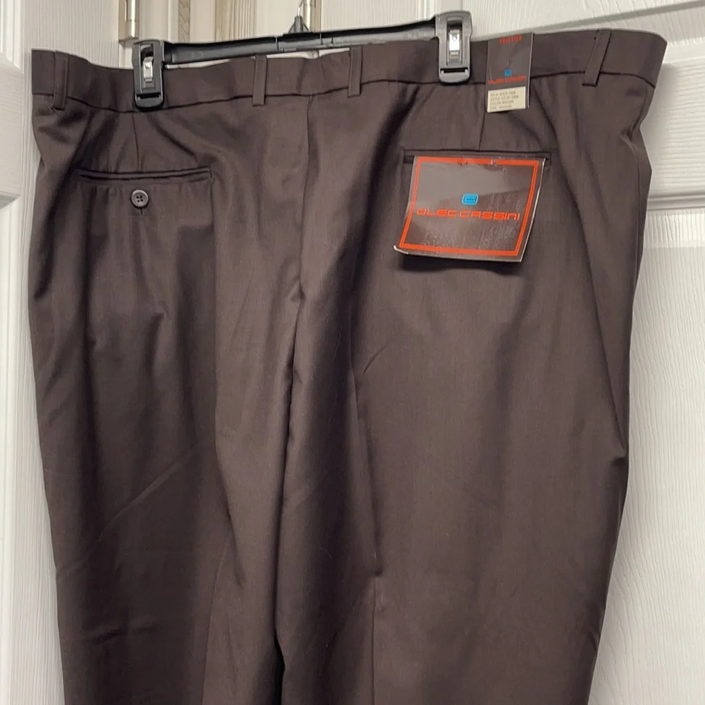Oleg Cassini New Brown Pleated Dress Pants 48/29